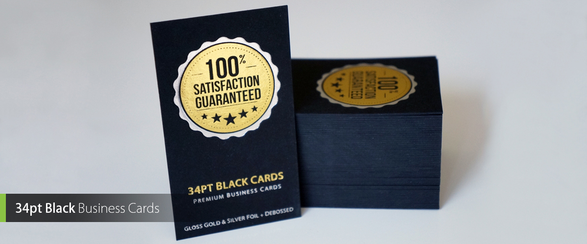 34pt Black Business Cards